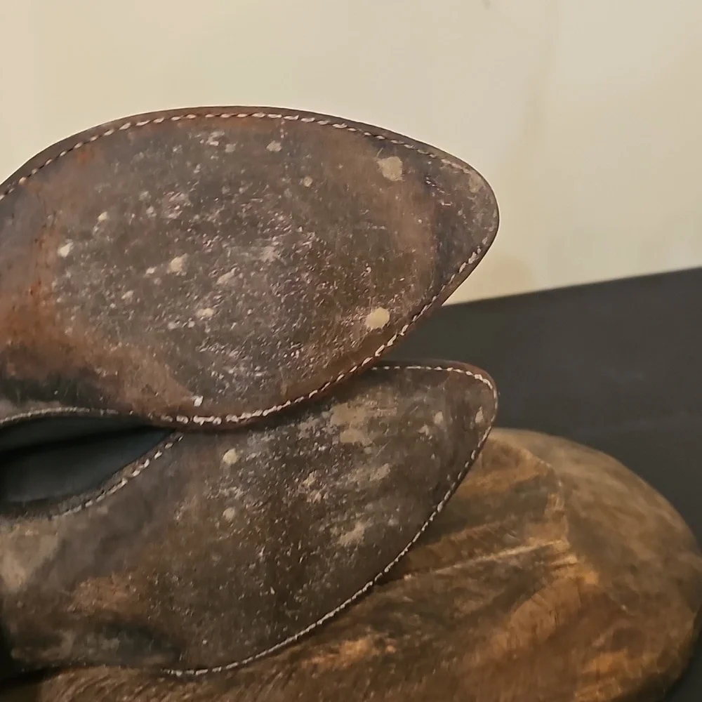 Dan Post Black Leather Boots with Gold Stitching - Picture 5 of 9